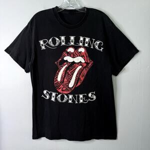 The Rolling Stones Tongue Logo Tribal Tattoo Style Bravado T-Shirt Women's Sz M